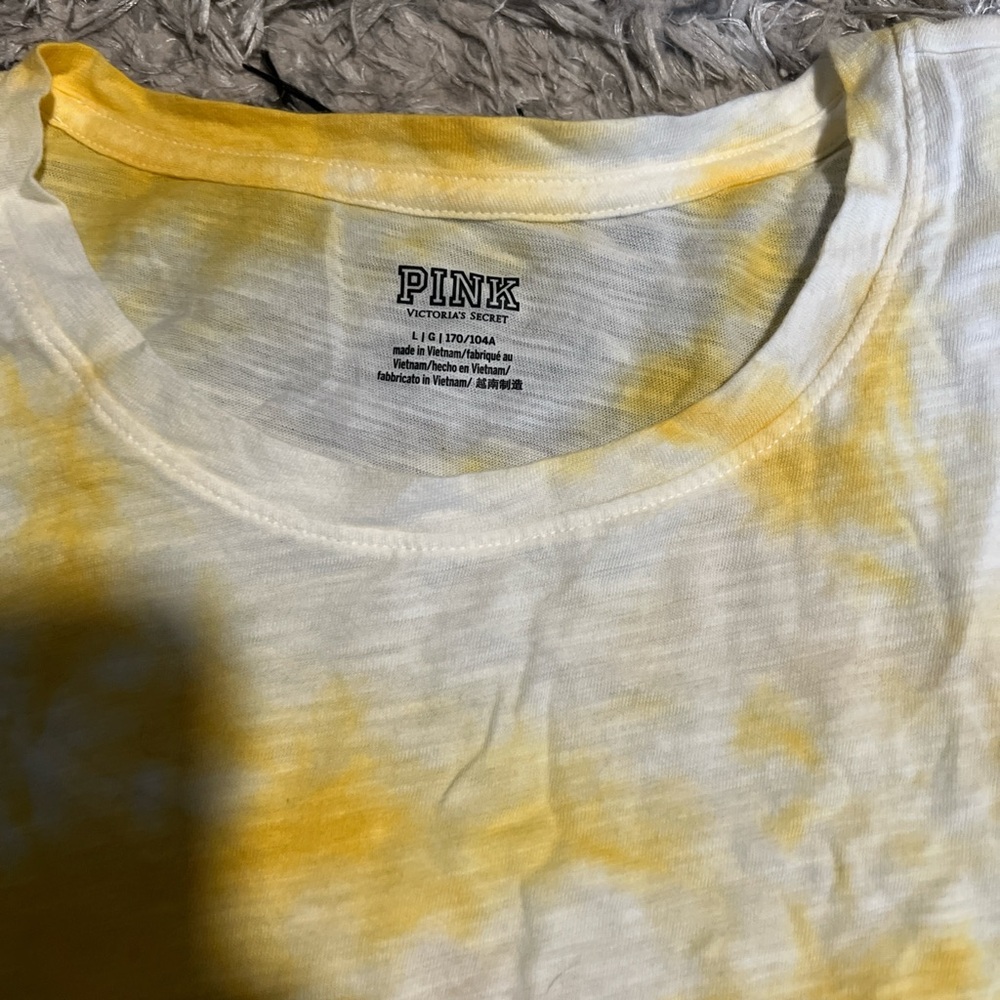 PINK Victoria's Secret Yellow Tie-Dye Tee